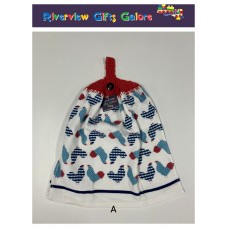 Crochet Top Hand Towel / Tea Towel - Blue Roosters Crochet Top Hand Towel / Tea Towel - Blue Roosters